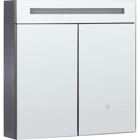 Armoire de Toilette LED Murale Moderne Minimaliste 60 x 60 cm avec Rangement Noire Jamarillo