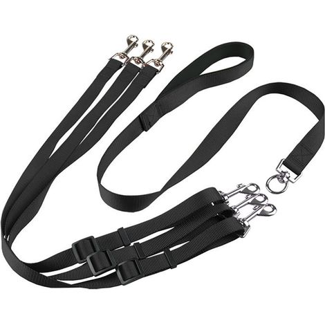 Ensemble de laisses triples pour chien avec laisse réglable de une à trois longueurs en nylon (1/5)