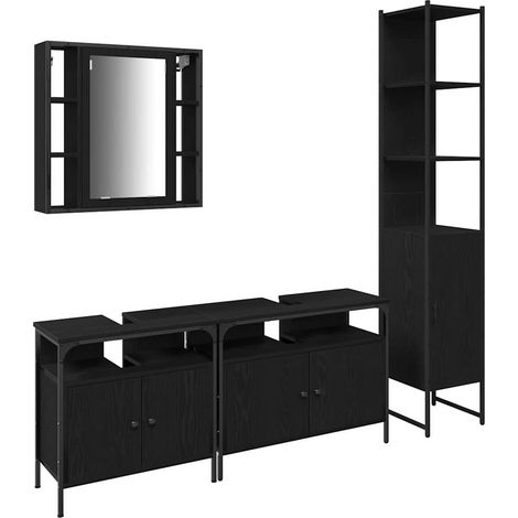 Maison Exclusive - Badezimmermöbel-Set 4 pcs Schwarz Eichen-Optik