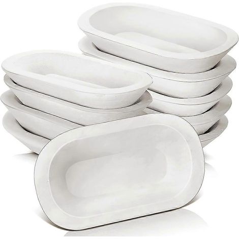 Lot de 10 bols à pâte en bois sculptés à la main, style vintage, pour la confection de gâteaux et autres loisirs créatifs. (1/5)