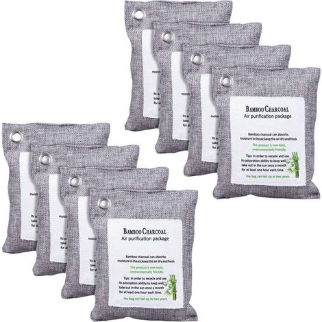 Bolsas de carbón activado de bambú para eliminar olores, 200 g x 8, bolsas purificadoras de aire para el hogar.