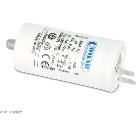 Condensateur moteur COMAR, 12µF, 450V, raccordement à cosses plates (1/2)