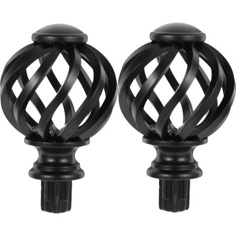 embouts de tringle à rideaux, embouts de rideaux, capuchons pour tringle à rideaux-9.00X6.50X6.50CM-Black (1/4)