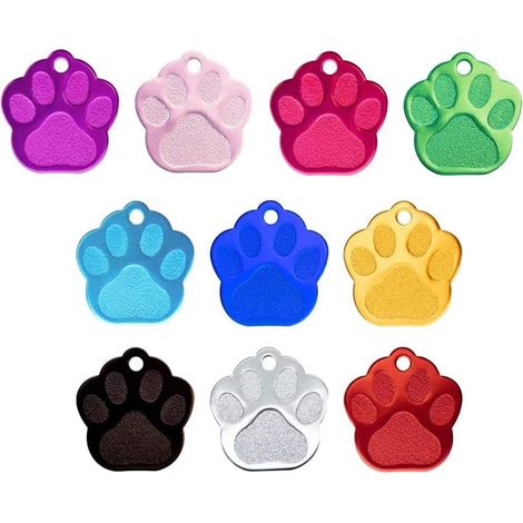 10 Pcs Animale Plaques d'identification pour chiens,plaques d'identification avec trous,(Couleur mélangée) (1/5)