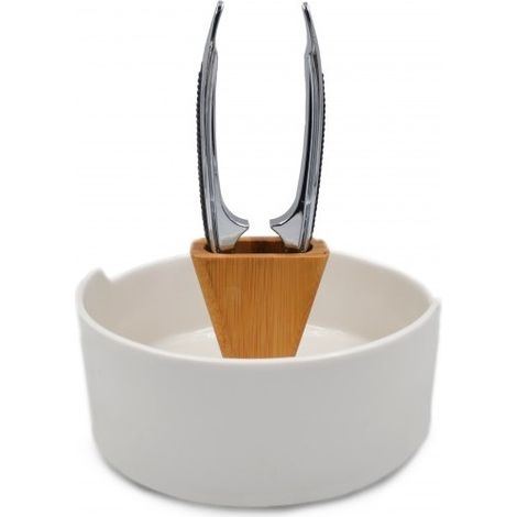Schiaccianoci in Acciaio con Contenitore in Porcellana Tondo Bianco 18 cm (1/2)