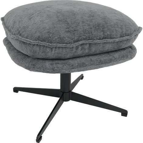 Tabouret rembourré HWC-P32, tabouret/repose-pieds repose-pieds ottomane tissu/textile chenille (370 g/m2)- gris (1/5)