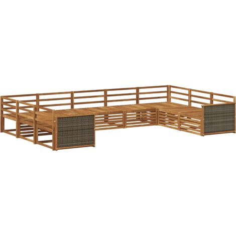Outdoor-Sofagarnitur 9 pcs Natur Massivholz Akazie vidaXL (1/5)