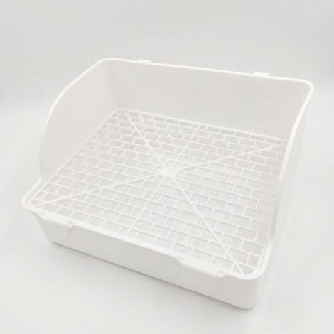Bac à litière rectangulaire en plastique pour lapin, furet, hamster, pour animal domestique (beige) (1/5)