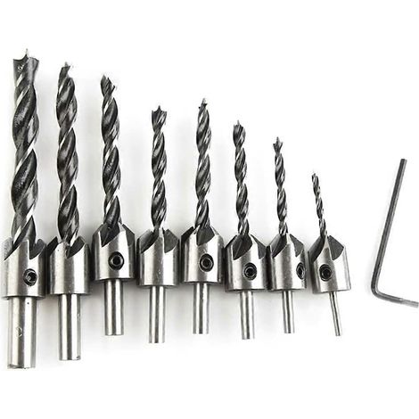 Set robuster Spiralbohrer aus abriebfestem, hochkohlenstoffhaltigem Stahl für die Holzbearbeitung