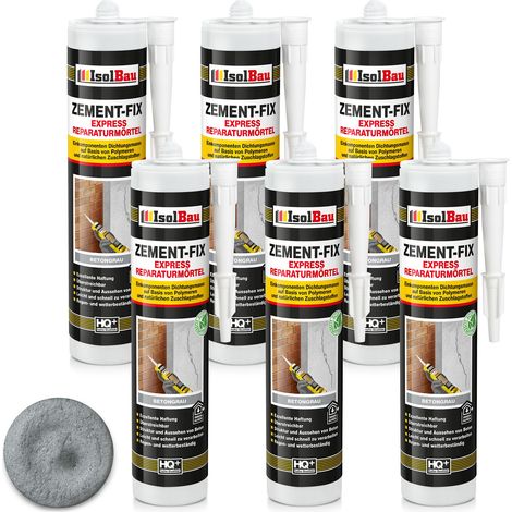 IsolBau Zement-Fix Malta grigia per riparazione e sigillatura del calcestruzzo, 6 x 300 ml (1/5)