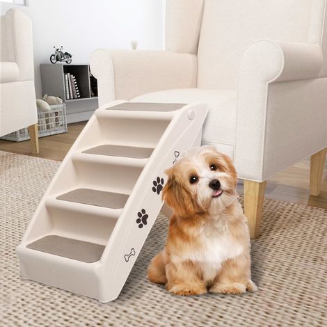 Escalier pliable pour chien, couleur crème, 62 x 40 x 49,5 cm (1/5)