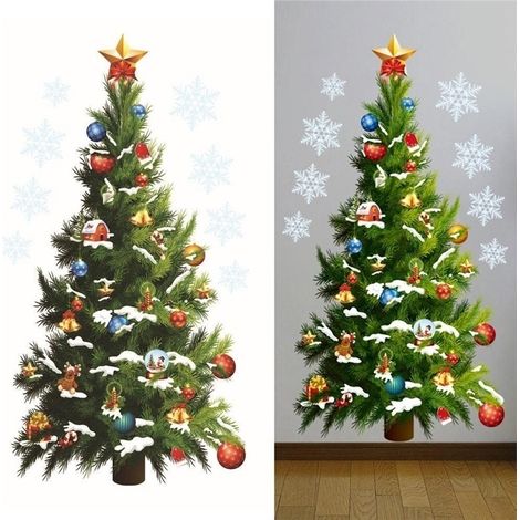 Autocollants Mural Arbre de Noël Décorations Amovibles Fenêtre (1/5)