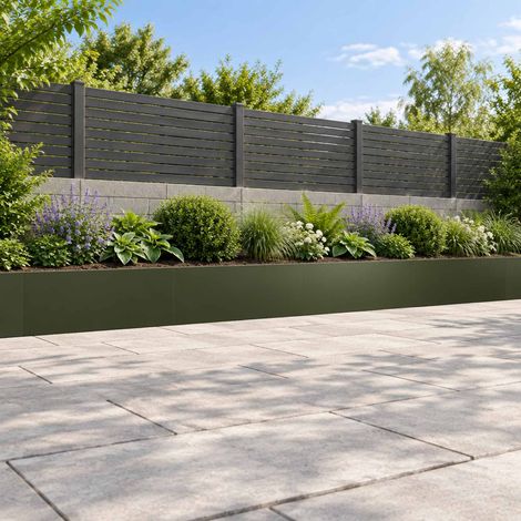 vidaXL Retaining Wall 4 pcs 100 x 12 x 30 cm Steel Olive Green (1/5)