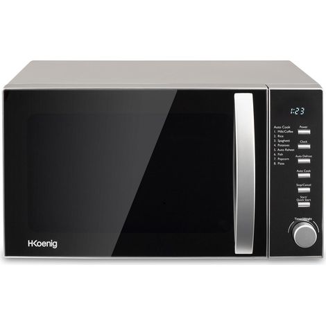 HKoenig VIO2 Microondas sin Grill, 20 litros, 700 W, Temporizador hasta 60 min, Pantalla LED, 5 Niveles de Potencia de Calentado, Modo Expess y Descongelador, Plato Giratorio 24,5 Cm, Puerta Efecto E (1/5)