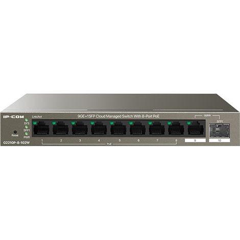 IP-COM Switch G2210P-8-102W switch Gigabit Ethernet (10/100/1000) Energía sobre Ethernet (PoE) Gris (1/5)
