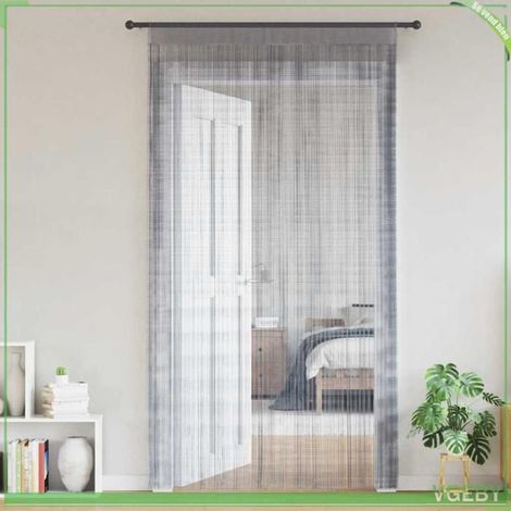 Rideau en fils - FAFEISY - 140 x 250 cm - gris clair - 2 pièces - passe-tringle (1/5)