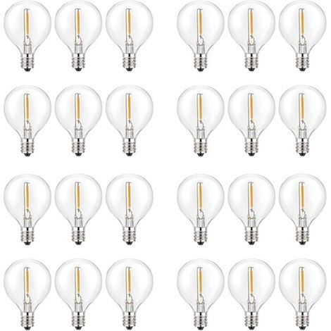 Lot de 24 Ampoules LED G40 E12 Blanc Chaud Incassables pour Guirlandes Solaires (1/4)