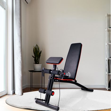 Banco de musculación multifunción plegable con respaldo ajustable 7 posiciones 120 kg negro OKWISH (1/5)