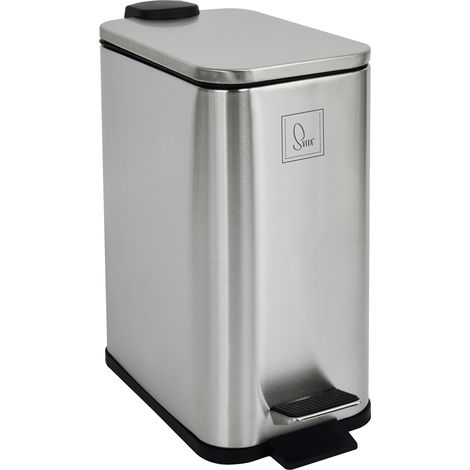 SVITA ST5 Mülleimer Treteimer 5l inkl. Inneneimer Softclose rechteckig Silber