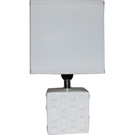 King Home LAMPADA DA TAVOLO BIANCA in ceramica base quadra 14x11x26h cm (1/3)