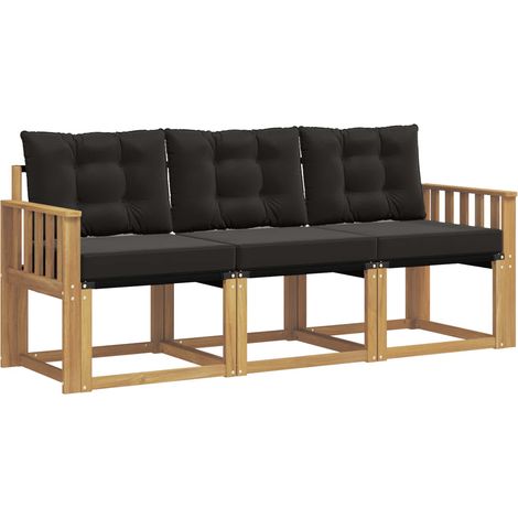 Outdoor Sofa Set with Cushion 3 pcs White and Black vidaXL