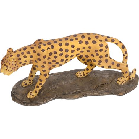 Statue Léopard Résine Réaliste Décoration Animale Sculptée pour Bureau Bibliothèque Ornement Artistique et Élégant