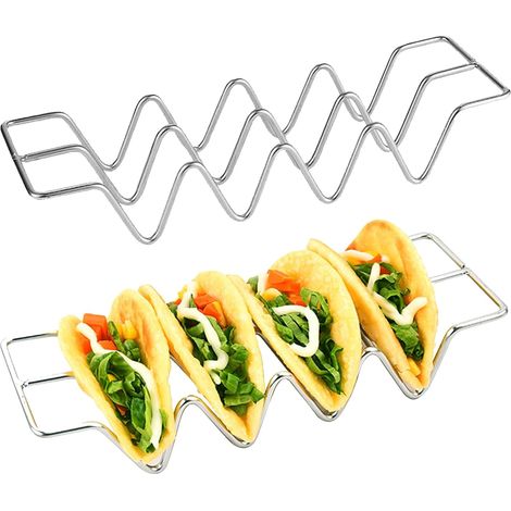 2 Supports à Tacos, Acier Inoxydable 304, Porte-Tacos Vertical, Pour Tortillas Dures Et Molles, Cuisine Maison (1/5)