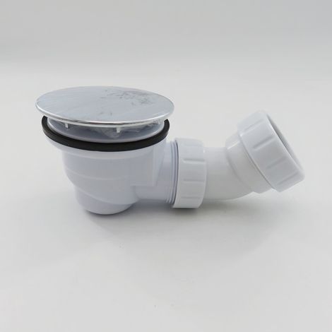 Baignoire à coude à 90 degrés avec large bonde de vidange en plastique électroplaqué anti-odeurs et grande vasque de douche à jet droit/vasque en céramique
