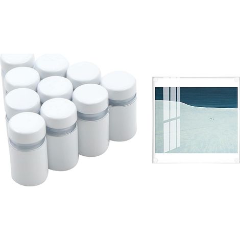 Vis Verre Standoff Miroir Clips Fixations Boulons - 12pcs Entretoise pour Enseigne et Support, Vis pour Verre, Acier Inoxydable (Blanc 12x20mm) (1/5)