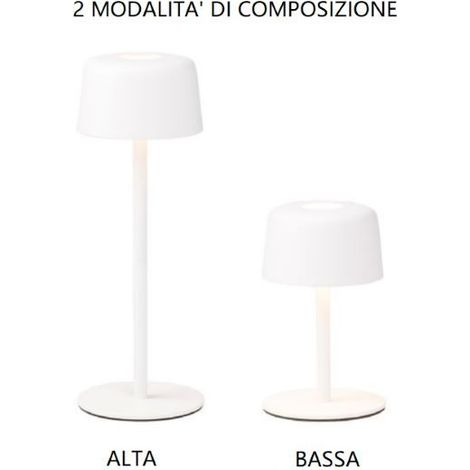 LAMPADA DA TAVOLO RICARICABILE BIANCA 2W 2700K 144LM IP44 1+1 ZAFFERANO AILATI