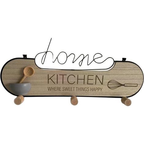 43cm Wooden Kitchen Wall Hook - L5 X W43 X H17 cm