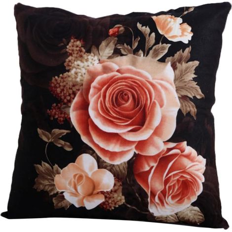 Kissenbezug Polyester Eleganter Schwarzer Zierkissenbezug mit Pfingstrosenmuster aus et (1/2)