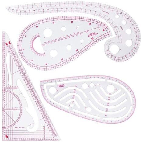 Regle Couture,Ensemble de règles de couture 4 pièces,idéal pour la couture, la couture, le bricolage - Outils de conception en plastique flexible pour les étudiants et les créateurs de mode (1/5)