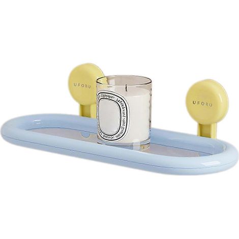 Étagère de douche à ventouses sans perçage, utilisant une technologie de ventouses puissante, adaptée à la décoration de salle de bain moderne, bleu bulle monocouche. (1/5)