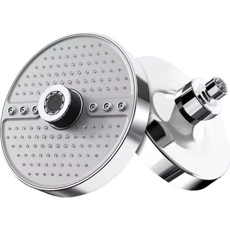 Pommeau de douche plafonnier multifonction – Grande surface, 5 modes réglables – Haute pression, débit puissant – Idéal pour salle de bain-Argent (1/4)