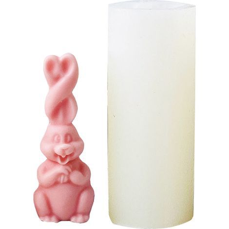 Moule à Bougie en Silicone Grande Taille Lapin aux Longues Oreilles pour Artisanat de Cire C03‑1 (1/5)