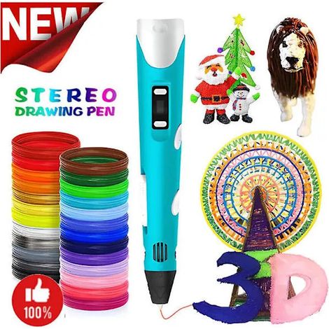 ®RisingFF Stylo 3D DIY avec écran LCD, 12 couleurs, 36 mètres de filament PLA, cadeau idéal pour les enfants à Noël et pour les anniversaires. (1/5)