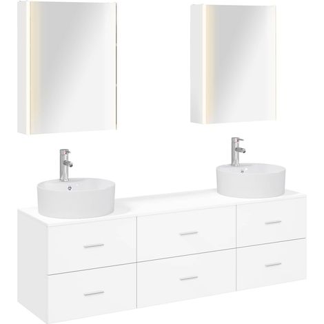 Ensemble de mobilier de salle de bain 5 pcs Blanc vidaXL (1/5)