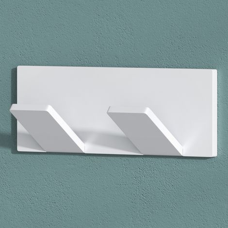 Mai & Mai Porte Manteaux Mural en Acier Inoxydable pour Salle de bain Cuisine Chambre Entrée Accroche Serviette 2 Crochets Patère Murale Anti-chute Blanc Mat 100×35 MM Stalo-02 (1/5)