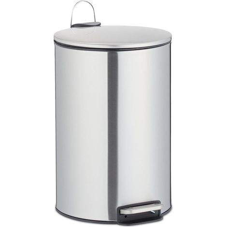 Poubelle à pédale 12l, en Acier Inoxydable, Seau intérieur, rabattage Automatique, Salle de Bain, WC, argenté (1/5)