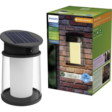 Philips LED Juda 929004633201 Applique solaire extérieure avec détecteur de mouvement LED 3.2 W noir (1/5)