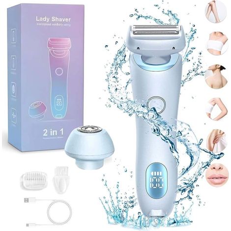 Rasoir Glide Pro 3.0, Rasoir Dusk pour les femmes, Duskofficial - 2 en 1 Silk Glide Pro Rasoir électrique, mouillé et sec pour la jambe bras sous-bras zone pubique, bleu