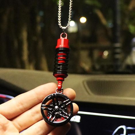 pendentif En Forme De Roue De Voiture, Aornement Universel Suspendre Pour Rtroviseur Pendentif Charme Ornement De Rtroviseur Accessoires De Dcora (1/5)