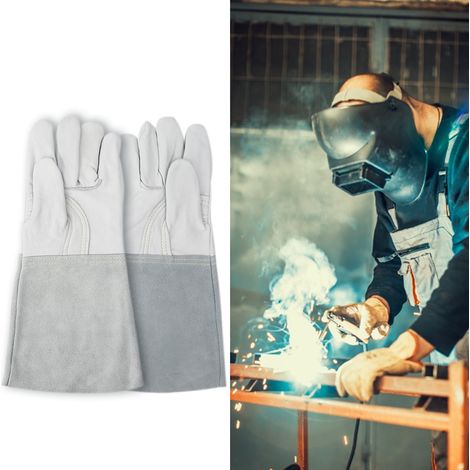 Paire de gants de soudage en peau de mouton, gants de sécurité à manches longues pour le soudage, l'équitation et le port. (1/5)