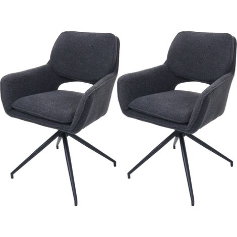 Lot de 2 chaises de salle à manger HWC-N74, chaise de cuisine, pivotante Auto-Return, tissu Bouclé (540g/m²) Oeko-Tex (1/2)
