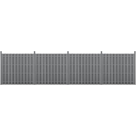 kit de 4 vallas de barrera de privacidad de madera compuesta (WPC) gris 185 x 747 cm 030006589 (1/5)