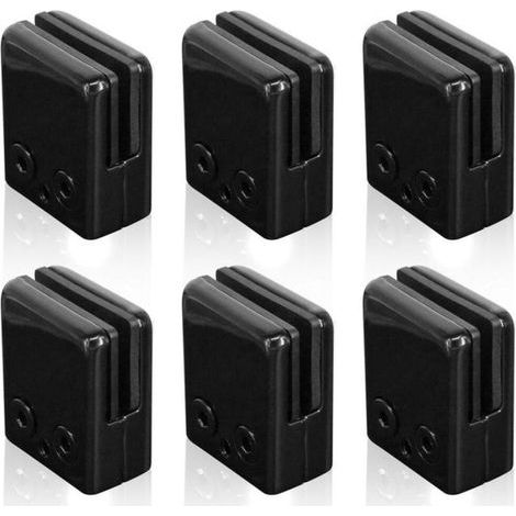 6pcs Black Glass Clips 6-8mm, 304 Stainless Steel Adjustable Glass Clips Flat Back Glass Support for Staircase Balustrade