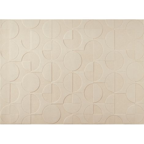 Tapis beige à motifs ronds 200 x 290 cm PURO