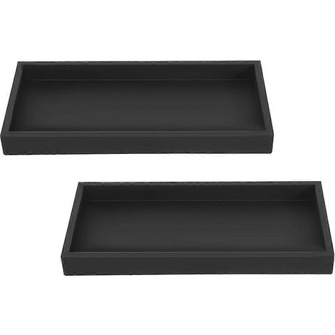 Ensemble de 2 plateaux de salle de bain, plateau de rangement en silicone noir (rectangulaire), comme illustré (1/5)
