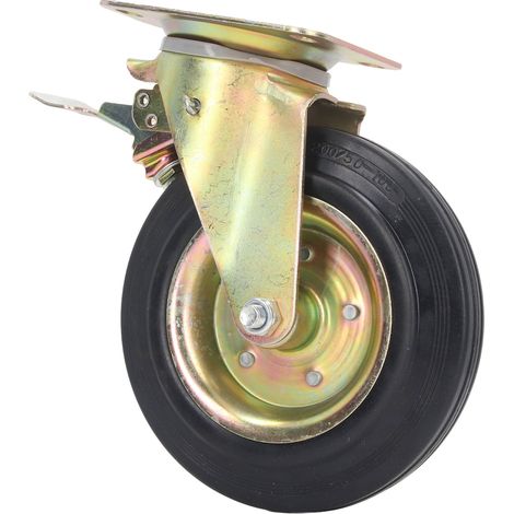 Lot 2 Roues 20cm Universel Roulette avec Frein, Roue Caoutchouc Moyeu Alliage, Support 200kg pour Chariot Établi. (1/5)